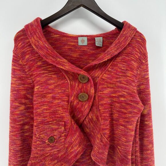 Anthropologie HWA Y2K Cropped Pink Ruffle Cardigan Women S Fairycore Bell Sleeve - Picture 2 of 10